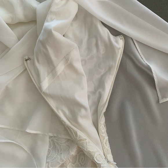 Scarlett white lace sleeveless dress w/attached sheer white chiffon cape.  NWOT. - Picture 7 of 12